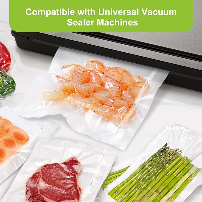 Bonsenkitchen Vacuum Sealer Bags, 11" x 20' Rolls 2 Pack for Food Storage | Commercial Grade Textured Food Roll, Bpa Free, Heavy Duty, Customized Size Bag for Sous Vide Cooking, VB3207 - Image 6
