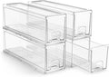 Sorbus Small Clear Stackable Storage Drawers – 4-Pack Plastic Organizer Bins with Handles – Stackable Pull-Out Storage Drawers for Closet, Pantry, Office, Bathroom, Craft, and Toy Organization by Sorbus