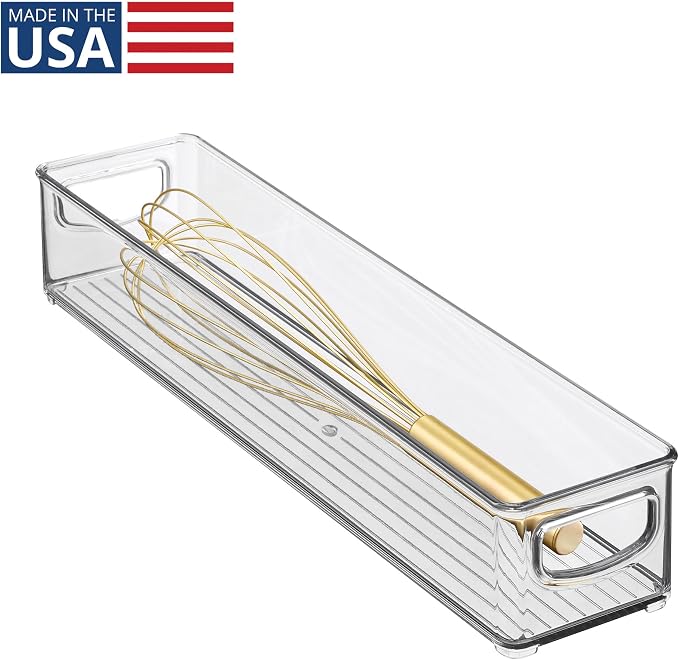 iDesign Slim Clear Plastic Storage Bin Organizer, Extra Long Narrow | Stackable, For Kitchen and Pantry - Image 2