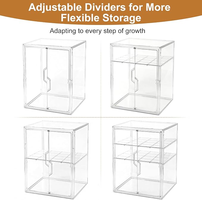 ERTIUANIO Baby Bottle Organizer for Countertop Cabinet Storage | 3 Tier Adjustable Clear Acrylic Station Container with 2 Removable Dividers for Vanity, Bathroom, Nursery, Gifts for New Mom - Image 6