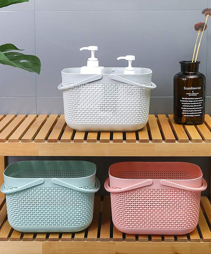 Plastic Portable Shower Caddy Basket, Storage Organizer with Handle, Blue | Bottom Drain Holes, Keep Dry, Sturdy and Durable, Easy to Carry for Bathroom, Kitchen, Dorm Room, RV, College - Image 3
