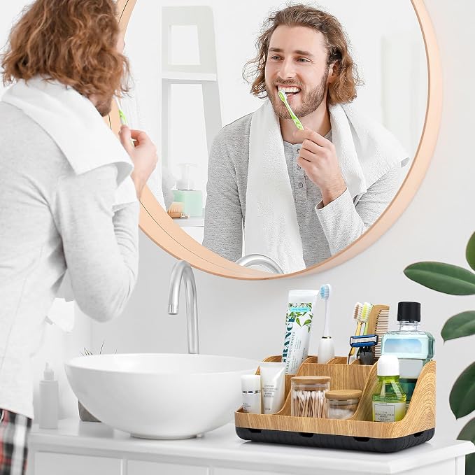 GFWARE Bathroom Organizers and Storage - Detachable 7 Slots Kids Electric Toothbrush and Toothpaste Holde Drainage for Bathroom Accessories Organization Counter Vanity Storage - Image 2
