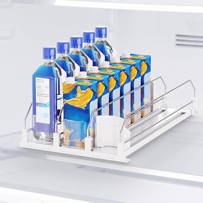 Dayacoco Drink Organizer,Soda Drink Dispenser For Fridge,Fridge Can Drink Organizer,12oz 16oz 20oz-Soda Automatic Dispenser For Fridge And Adjustable Width-Holds Up To 15 Cans,3 Rows by Dayacoco