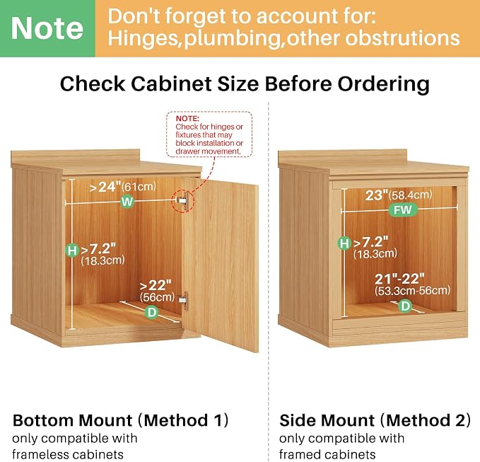 Pull Out Cabinet Organizer, Soft Close Slide Out Solid Wooden Drawers(23"W X 21"D x 6.2''H), Heavy Duty Full-extension Roll Out Shelves for Kitchen Cabinets,Pantry & Closet Organizers and Storage - Image 3