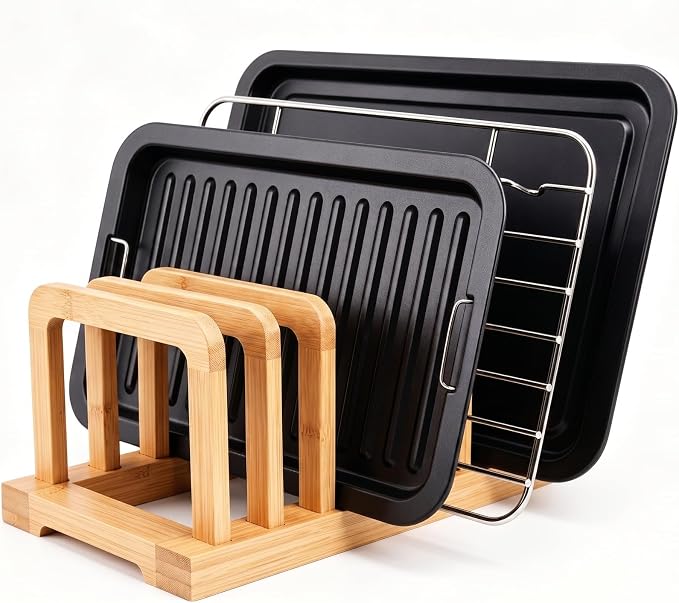 5-Slot Adjustable Cutting Board Rack,Bamboo Cutting Board Organizer Stand Holder,Chopping Board Holder,Pot Pan Lid Rack kitchen Shelf Bakeware for Kitchen Storage by Unknown