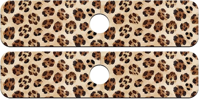 2 Pcs Kitchen Sink Splash Guard Faucet Mat Leopard Print Faucet Mat for Sinks Absorbing Drying Mats for Kitchen Bathroom, 23.6x5.5inch - Image 8