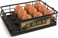 Farmhouse Egg Holder Countertop, Oak Wood & Metal Egg Basket with Handles | Stackable Rustic Egg Tray Organizer for Kitchen Counter, Holds 12 Eggs, Removable Divider for Fresh Egg Storage, Black by JNFUZ