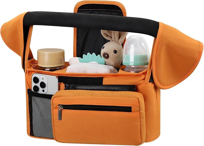 Accmor Universal Stroller Organizer with Insulated Cup Holder Detachable Phone Bag and Shoulder Strap,Stroller Bag Caddy Organizer for Uppababy, Baby Jogger, Britax Strollers by Accmor