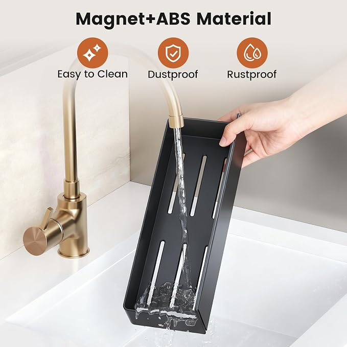 Mystozer Magnetic Spice Rack for Refrigerator,5 Pack Magnetic Shelf,Fridge Magnet Organizer with Paper Towel Holder,Fridge Organizers and Storage Black(5 Pack) - Image 2