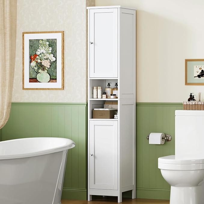 67" Tall Bathroom Cabinet with Adjustable Shelves and Doors, Narrow Bathroom Storage Cabinet for Small Space, Living Room, Entryway, Kitchen, White - Image 2