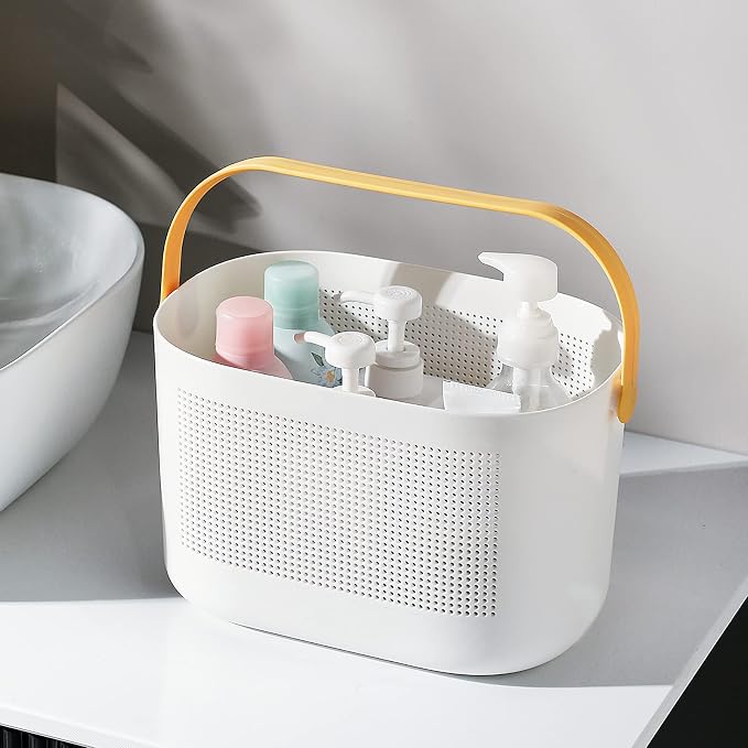 Plastic Portable Shower Caddy Basket, Storage Organizer, Yellow, 2 Pack | Bottom Drain Holes, Keep Dry, Sturdy and Durable, Easy to Carry for Bathroom, Kitchen, Dorm Room, RV, College - Image 4
