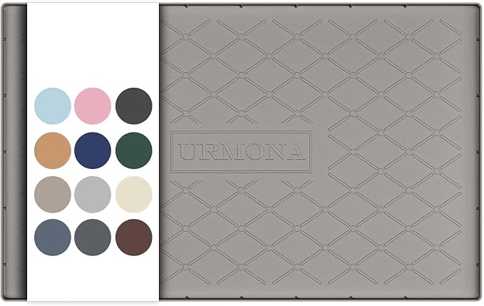 URMONA 34" x 22" Waterproof Silicone Mat in Multiple Sizes & Colors, Under Sink Mat for Kitchen & Bathroom, Pet Food Pad for Dogs & Cats, Kitchen Cabinet Liner, Multi-Purpose for Storage(Beige) by URMONA