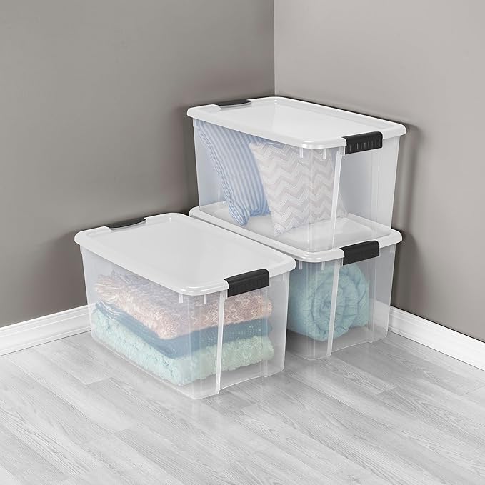 Sterilite 20-Pack Ultra Latching Box, Storage Bins with Lids, Clear Plastic, 70 Quart - Heavy-Duty Organizing Containers for Closet, Bathroom, and Office - Image 5