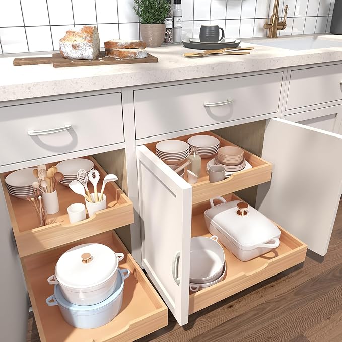 Fully Assembled Pull Out Cabinet Drawer, Wood Pull Out Cabinet Organizer, Soft Close Slide Out Pull Out Drawers for Kitchen Cabinets, Fast and Easy DIY Installation, 21”W x 21”D - Image 2