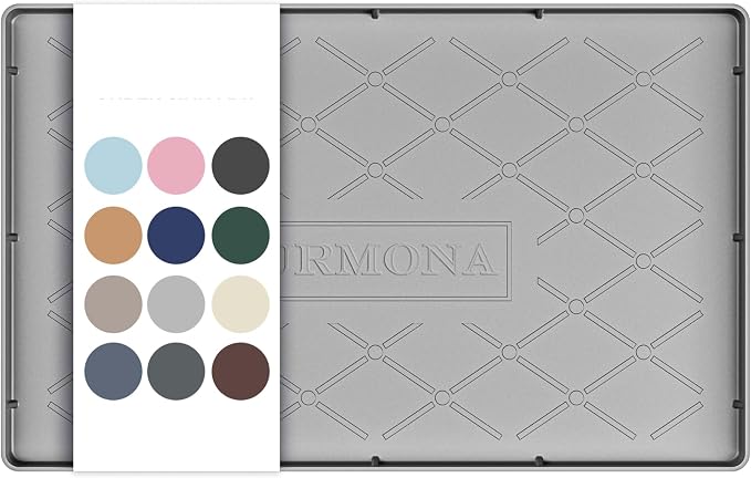 URMONA 16" x 10" Waterproof Silicone Mat in Multiple Sizes & Colors, Under Sink Mat for Kitchen & Bathroom, Pet Food Pad for Dogs & Cats, Kitchen Cabinet Liner, Multi-Purpose for Storage(Light Grey) by URMONA