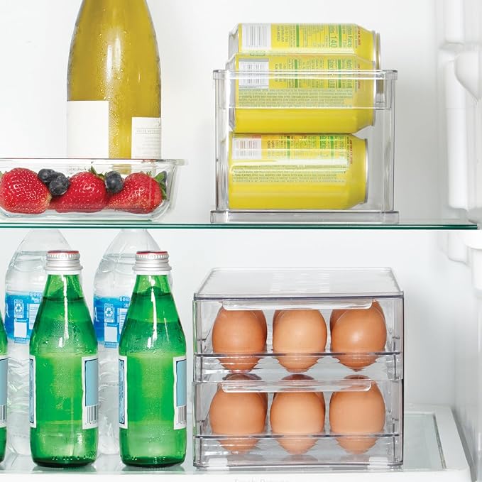 Glad Egg Holder & Soda Can Organizer - Fridge Storage Container Set with Soda Can Dispenser & Organizer for 36 Eggs with Lid and Pull-Out Drawers - BPA Free Clear Plastic - Image 4