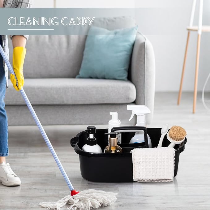 Large Cleaning Supplies Caddy Portable Shower Caddy Basket Black | Sturdy Supply Organizer with Handle Plastic Bucket Tool Storage for Bathroom Bedroom Kitchen Garden College Dorm Essentials - Image 5
