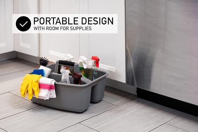 Mighty Tuff Rough and Rugged All-Purpose Cleaning Caddy, Grey/Black 2 Count (CD0170) | Durable organizer for carrying cleaning supplies, tools, and household essentials with a rugged, easy-grip design. - Image 5