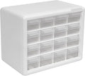 Akro-Mils 16-Drawer Plastic Storage Cabinet, 10.5"W x 6.5"D x 8.5"H, White | Plastic Cabinet w/ Drawers for Garage Organization, Beads, Makeup Organizer, Building Bricks Storage, Teacher Toolbox, 10116 by Akro-Mils