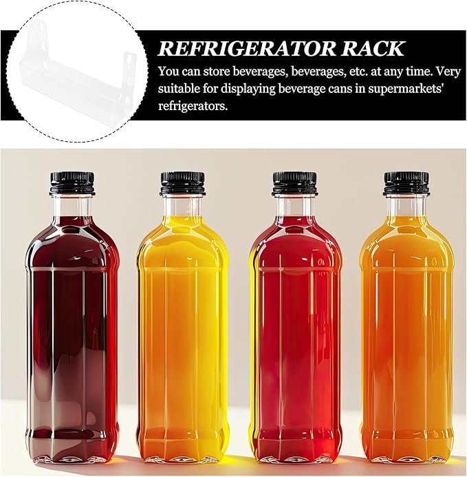 Homoyoyo Clear Acrylic Refrigerator Storage Shelf with Suction Cups-4-Can Capacity Spice Rack Organizer for Beverages Olive Oil Kitchen Essentials 14x7x27cm Transparent Space-Saving Fridge Accessory - Image 5