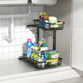 Merrylun Under Sink Organizers, 5 Adjustable Height,Metal Pull Out Under Sink Organizers and Storage Shelves with Sliding Drawer, Black 1pack（Hight 13.6″-16.9″） by Merrylun