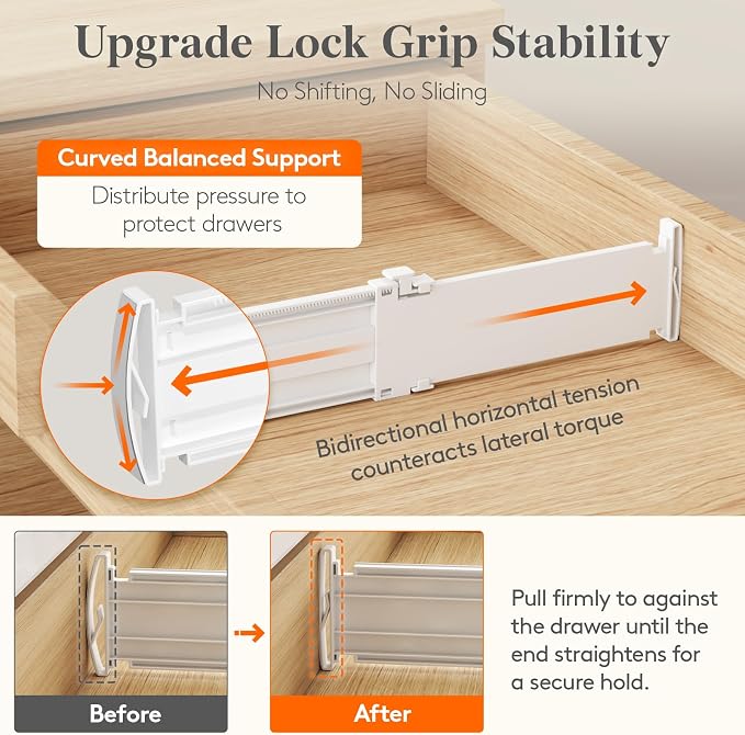 Lifewit 3.2" High Drawer Dividers for Clothes, Adjustable Drawer Organizers | 10.5"-16.5" Expandable Plastic Separator for Dresser, Kitchen, Cabinet, Closet, Nursery, Socks & Underwear Storage, 8 Pack - Image 4