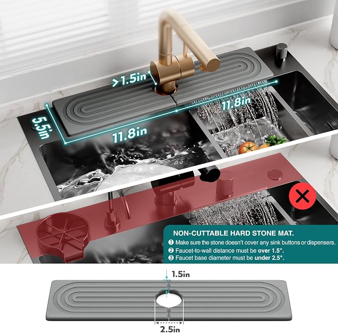 Kitchen Faucet Absorbent Mat - Large Diatomaceous Earth Splash Guard for Sink Faucet, Aesthetic Water Absorbing Stone Tray in The Modern Home (Grey, 23.6" x 5.5") - Image 4