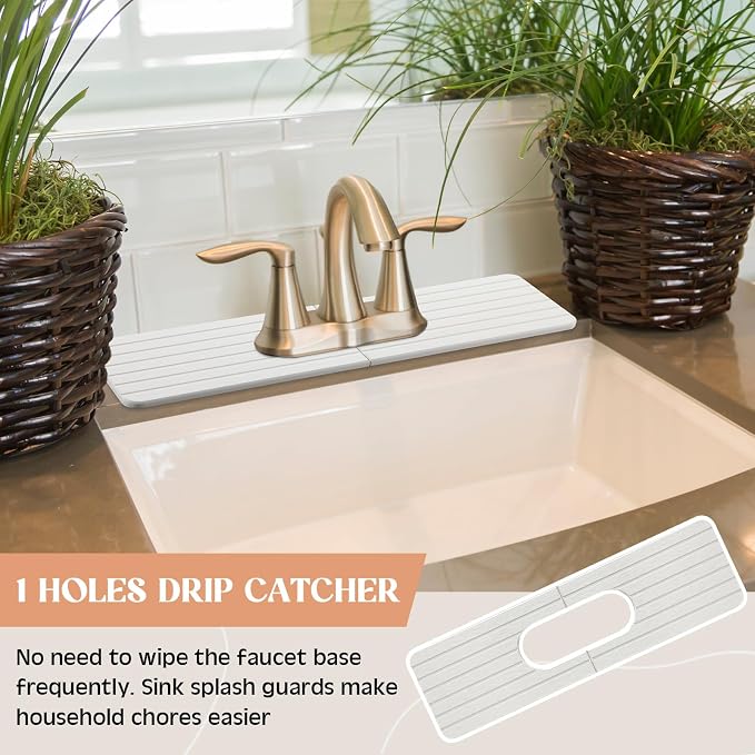Teenyyou an Oval Hole White Faucet Mat Kitchen Sink 17.32" x 4.6" | Bathroom Faucet Absorbent Mat, Diatomite Splash Guard, Quick Drying Drip Catcher, Hole 6.22" x 2.28" - Image 6