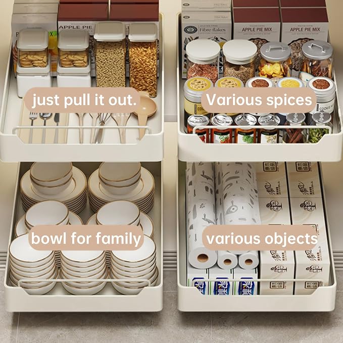 Garvee 15.7'' Pull Out Cabinet Organizer Fixed with Adhesive Durable Film,Sliding Drawers for Cabinets,No Drilling Required-Stainless Steel Material,Can Be Used for Cabinets, Bathroom Sinks - Image 3