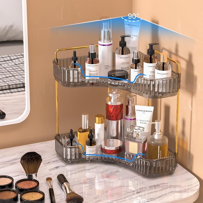 GTI 2 Tier Makeup Organizer, Large Capacity Bathroom Counter Organizer, Perfume Cosmetics Skincare Vanity Organizers, Dresser Countertop Organizer and Storage for Women (Gray) - Image 6