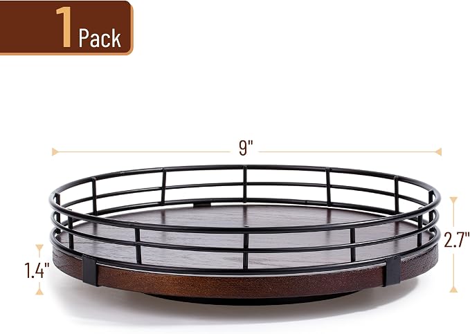 BAMBOO LAND- Lazy Susan Turntable Organizer, 9", Walnut Lazy Susan for Table Top - Image 2