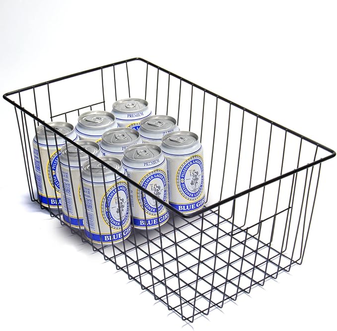 16inch Freezer Wire Storage Organizer Baskets, Household Refrigerator Bins with Built-in Handles for Cabinet, Pantry, Closet, Bedroom - Image 2