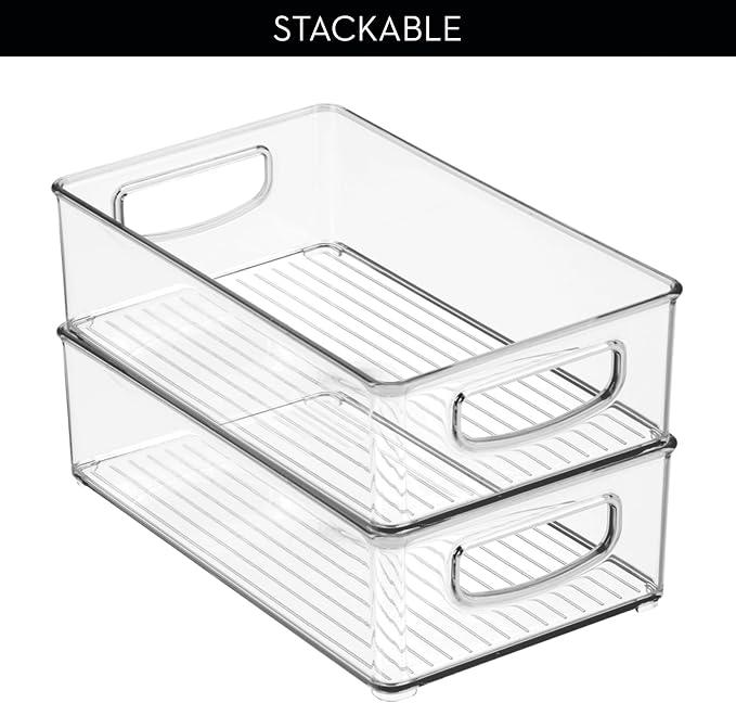 iDesign Stackable Pantry Bin with Handles, Set of 2, Clear | Kitchen Storage, Made in USA - Image 5