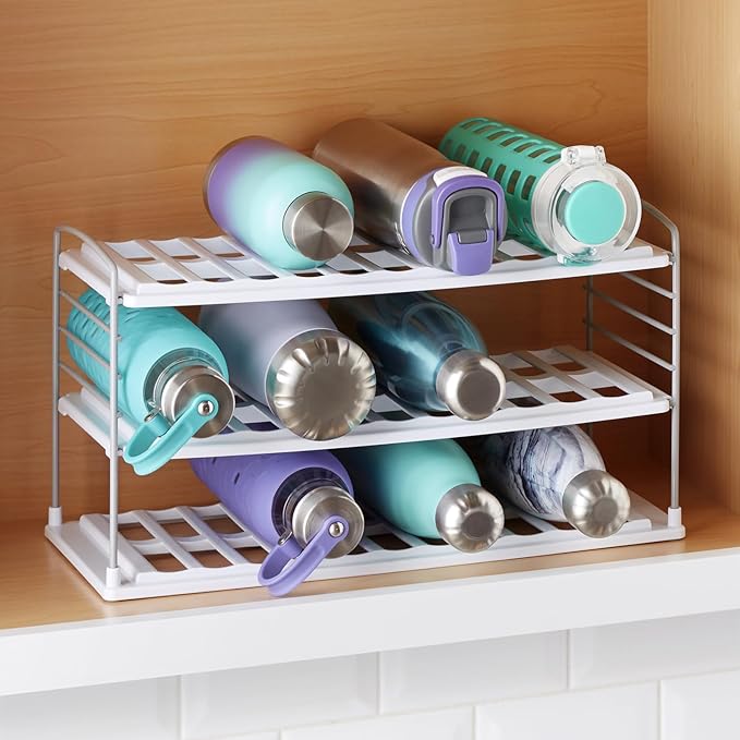 YouCopia UpSpace Water Bottle and Travel Mug Cabinet Organizer, Adjustable Storage Rack for Kitchen Organization, 3-Shelf Wide - Image 6