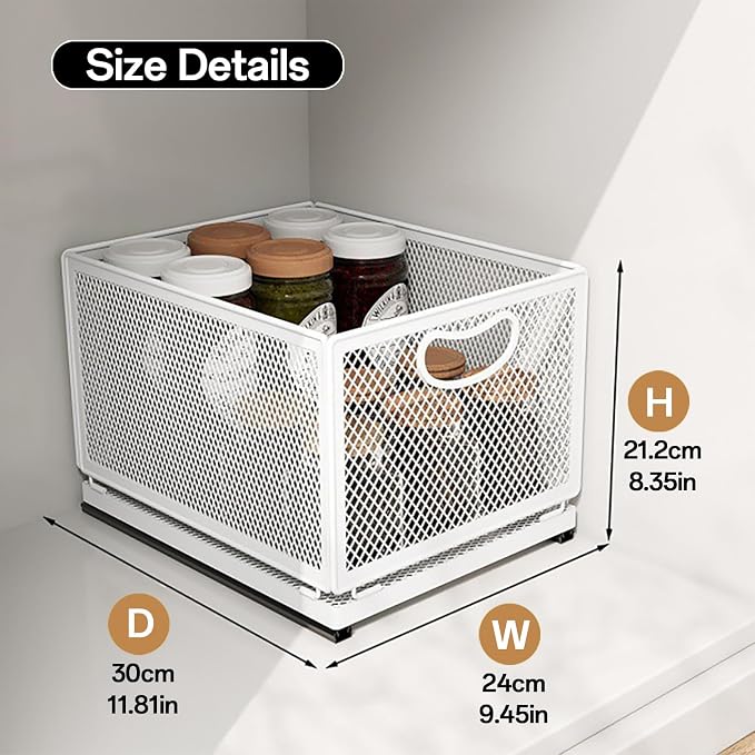 1 Pack Pull out Cabinet Organizer with Sliding Drawer,9.6"W x11.8"D x 8.4"H | Under Sink Organizers and Storage Rack, Adhesive Nano Film Heavy Duty Slide out Pantry Shelves for Kitchen,Sink - Image 2
