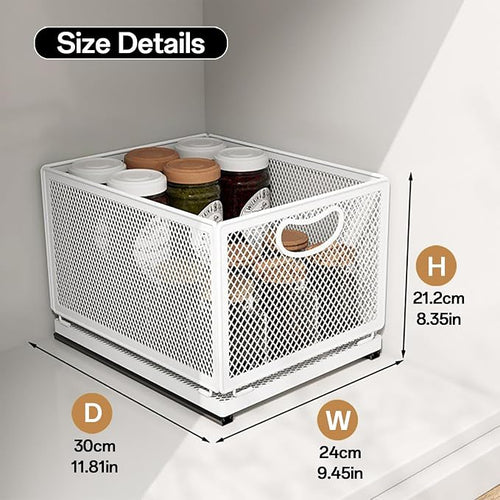 1 Pack Pull out Cabinet Organizer with Sliding Drawer,9.6"W x11.8"D x 8.4"H | Under Sink Organizers and Storage Rack, Adhesive Nano Film Heavy Duty Slide out Pantry Shelves for Kitchen,Sink - Image 2