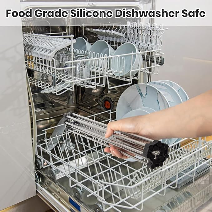 Roll Up Dish Drying Rack, Stainless Kitchen Accessories, Foldable Dish Rack, Anti-Slip Design Sink Counter Storage, Over The Sink Dish Rack, Stainless Steel, (17.5" x 12") Gray - Image 5