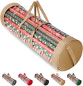 BALEINE Christmas Wrapping Paper Organizer Storage, 41" Gift Wrapping Paper Storage Containers, Clear PVC with Durable 600D Oxford Fabric Gift Wrap Paper Holder Fits 18-25 Rolls, Golden by BALEINE