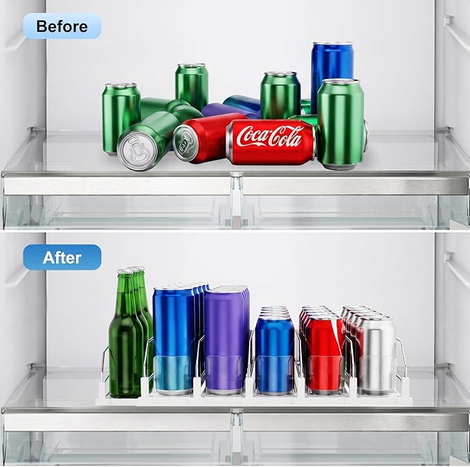 Dayacoco Drink Organizer,Soda Drink Dispenser For Fridge,Fridge Can Drink Organizer,12oz 16oz 20oz-Soda Automatic Dispenser For Fridge And Adjustable Width-Holds Up To 30 Cans,6 Rows - Image 4