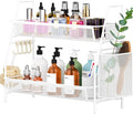 VITVITI 2 Tier Bathroom Countertop Organizer, Vanity Storage Shelf, White | Bathroom Counter Organizer, Vanity Makeup Tray Shelf, Kitchen Spice Rack, Metal Wire Mesh, with Basket Hooks by VITVITI