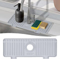 Amerner Kitchen Sink Splash Guard, Silicone Faucet Guard & Draining Mat, 10° Large Slope Sink Faucet Mat Splash Guard, Bathroom Sink Organizer, Kitchen Sink Accessories Gadgets, 14.2” x 5.1”, Gray by Amerner