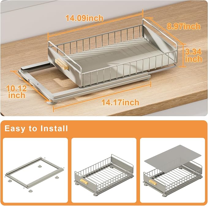 Under Sink Organizer, 2 Packs Under Sink Organizers and Storage, Slide Out Pull Out Cabinet Organizer Shelf with Metal Drawers for Kitchen Bathroom Pantry, Gray - Image 4