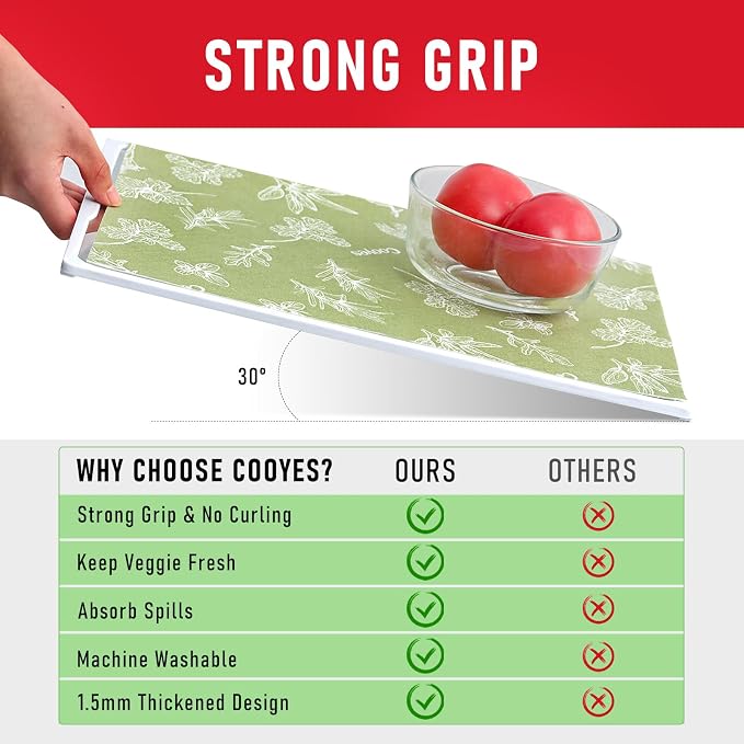 Cooyes Large Fridge Liners for Refrigerator, 24" x 240", Drawer & Shelf Liners for Kitchen Cabinets Non-Adhesive, Breathable Cloth Material, Non-Slip, Keep Produce Fresh Longer, Sage Green - Image 6