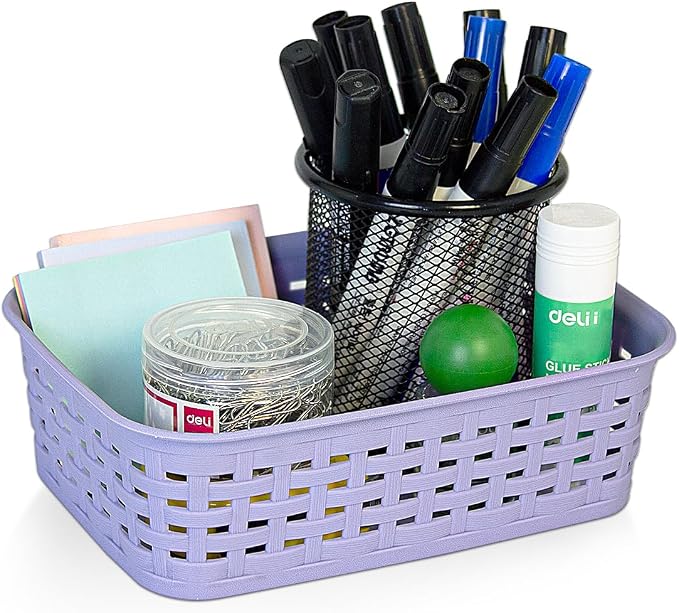 Soddeph Plastic Storage Baskets for Cabinets, Household Pantry Organization with Handle,Organizer Bins for Room,Bathrooms,Under-Sink,Kitchen (Purple, XS-3PACK) - Image 5