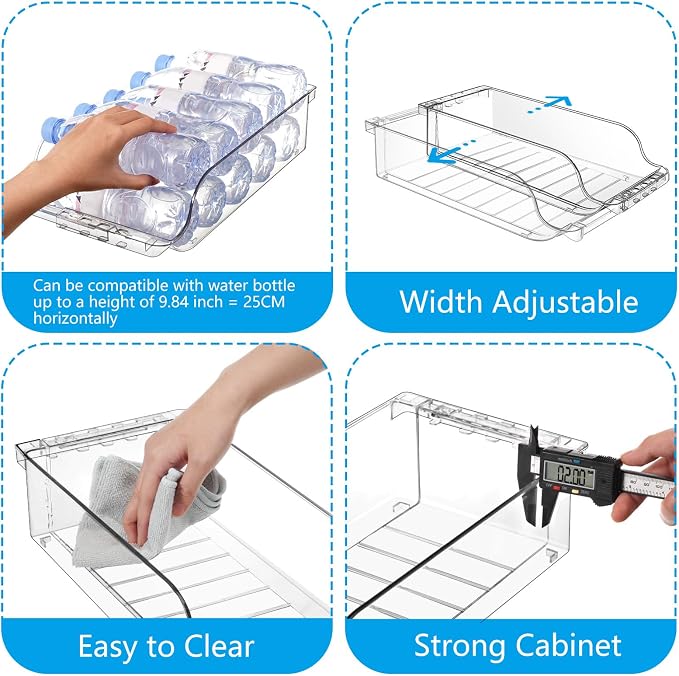 2 Packs Refrigerator Organizers and Storage Width Adjustable Can Organizer for Refrigerator Expandable Soda Can Dispenser for Beer Soda Pop Can Soda Organizer for Fridge Kitchen Pantry Clear - Image 8