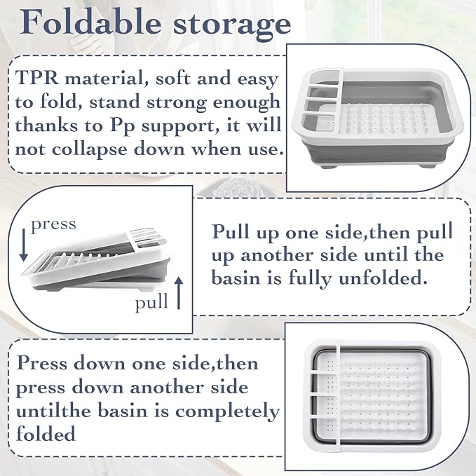 Collapsible Bowls, Plates, and Dishes Drainer, Portable Space-Saving Dish Rack for Kitchen, RV, Campers, and Travel Trailers - Image 5