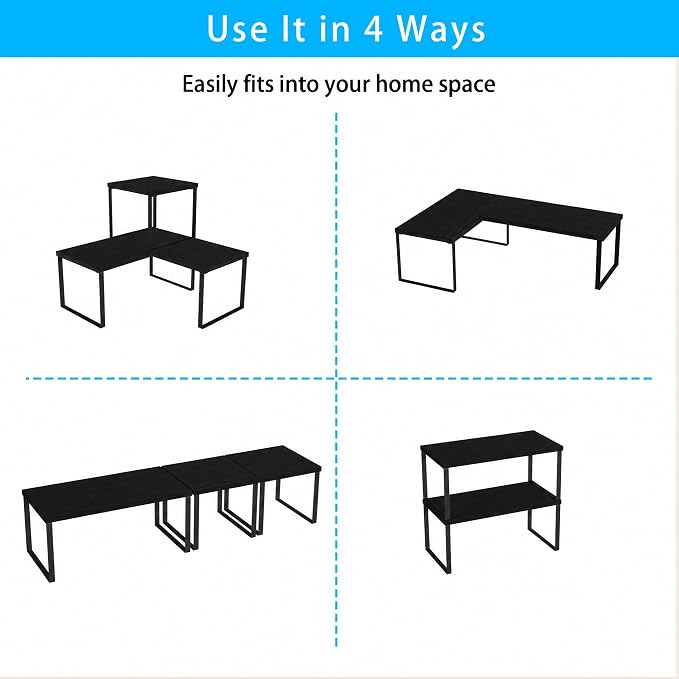 Golener Countertop Shelf, Kitchen Counter Organizer, Adjustable, Stackable | Kitchen Countertop Organizer, Spice Rack, 2-Tier Countertop Shelves, Corner Desk Shelf, Corner Counter Shelf, Classic Black - Image 7