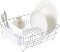 Sweet Home Collection 2 Piece Dish Drying Rack Set Drainer with Utensil Holder Simple Easy to Use Fits in Most Sinks, 14.5" x 13" x 5.25", White (Pack of 12) by SweetHomeCollection