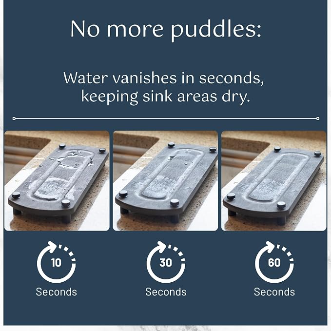 Premium Sink Caddy – Water-Absorbing Diatomaceous Earth Tray for Sink, Elevated Stainless Steel Feet, Non-Toxic, Fast-Drying, Kitchen or Bathroom - Image 4