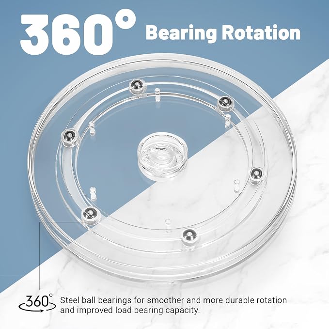 6 Inch Plastic Lazy Susan Turntable, 360° Small Clear Turntable Organizer, Transparent Ball Bearing Rotating Swivel Spinning Tray Plate for Refrigerator Table Spice Cake - Image 4
